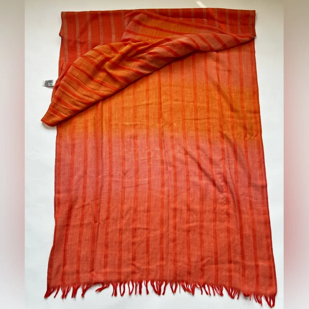 Orange Ombre Oversized Scarf Lightweight Summer Jacket Light Wrap Dress Wedding